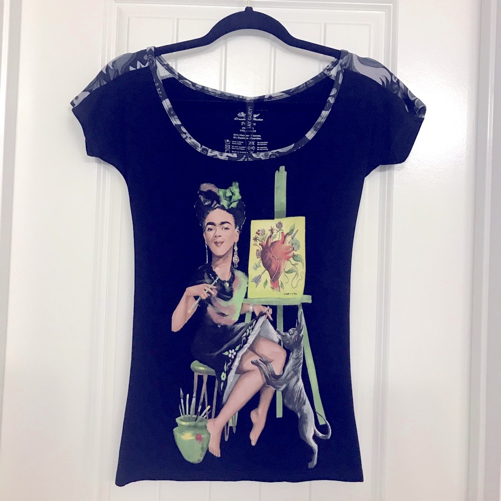 Ay Guey!  Black t-shirt with Frida Kahlo Print